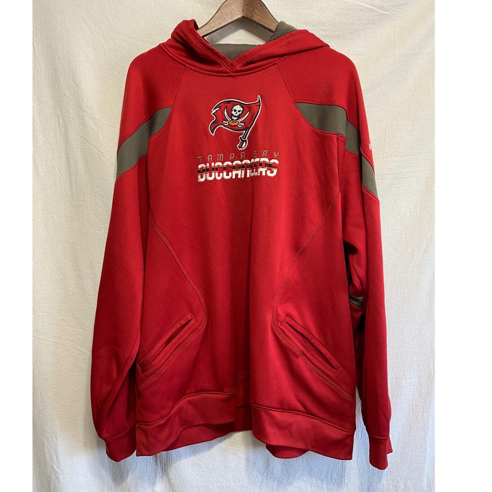 Reebok NFL On Field Tampa Bay Buccaneers Hoodie Men's 2XL‎ Red Logo Pullover